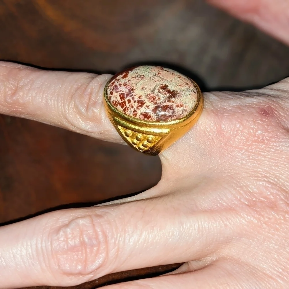 Leslie Block Marbled Gold Cocktail Ring